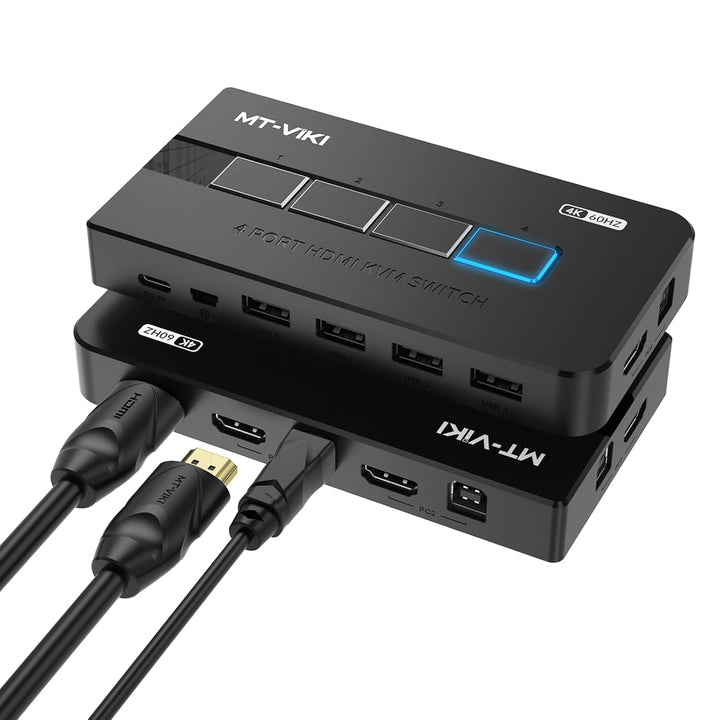 MT-VIKI 4K60Hz HDMI KVM Switch 4 port 4 PC 1 Monitor unterstützt Tastatur, Maus und Lautsprecher ink