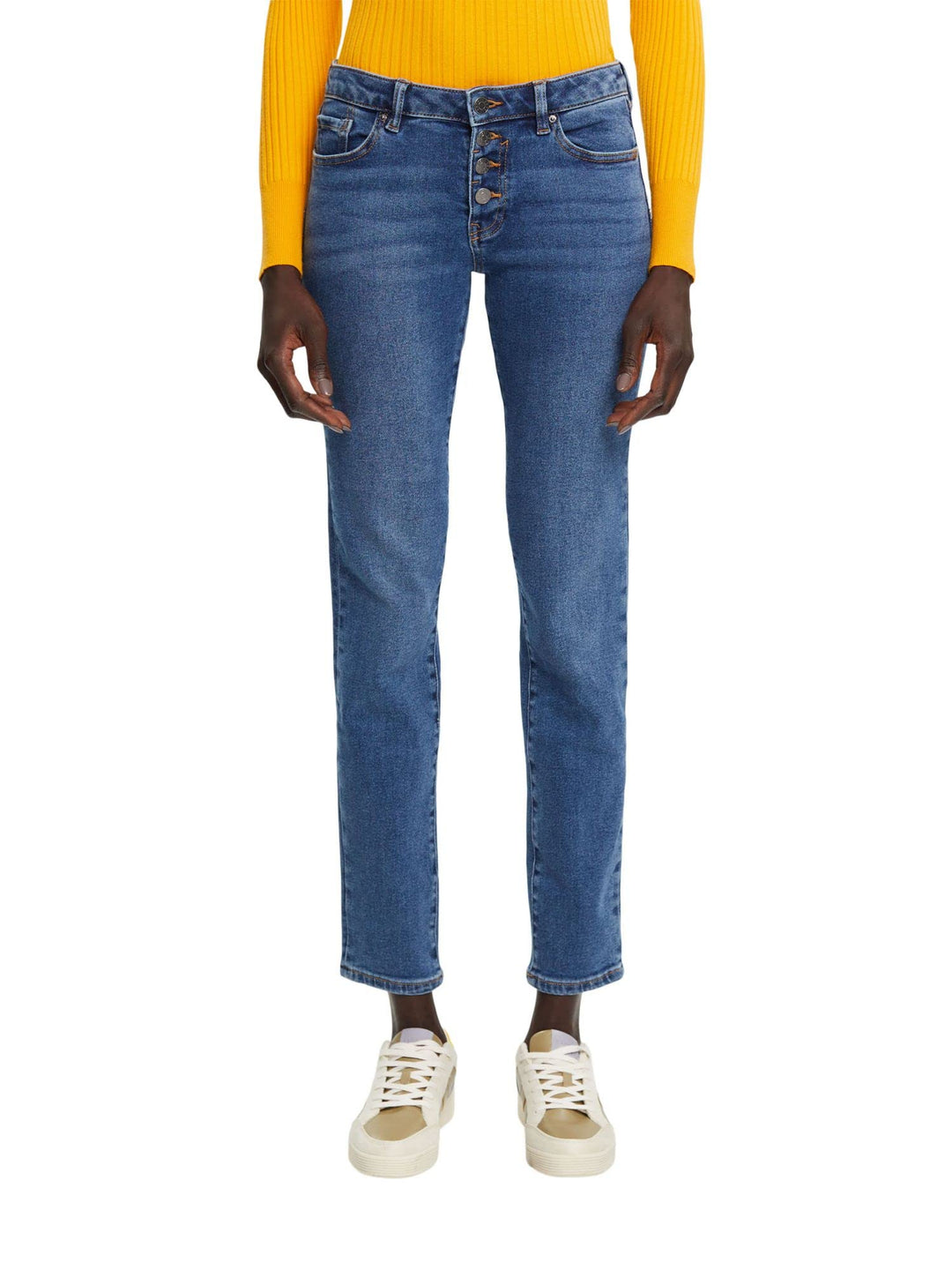 ESPRIT Schmale Stretch-Jeans mit mittelhohem Bund 26W / 34L Blue Medium Washed, 26W / 34L Blue Mediu