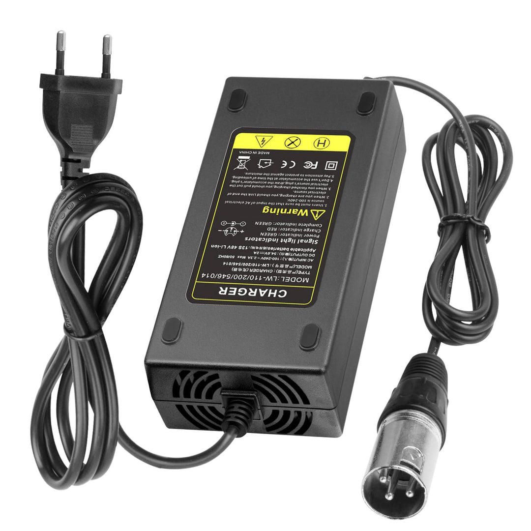 54.6V 48V 2A E-Bike Ladegerät Ladekabel für 48V Akku mit 3pin XLR Stecker für Elektroroller Elektris