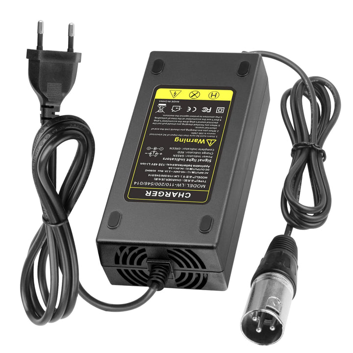 54.6V 48V 2A E-Bike Ladegerät Ladekabel für 48V Akku mit 3pin XLR Stecker für Elektroroller Elektris