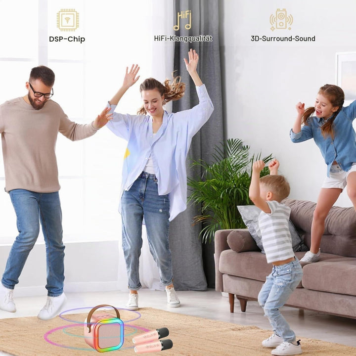 Kinder Karaoke Maschine mit 2 Mikrofonen HiFi Bluetooth Karaoke Mikrofon Spielzeug Geschenk für Jung
