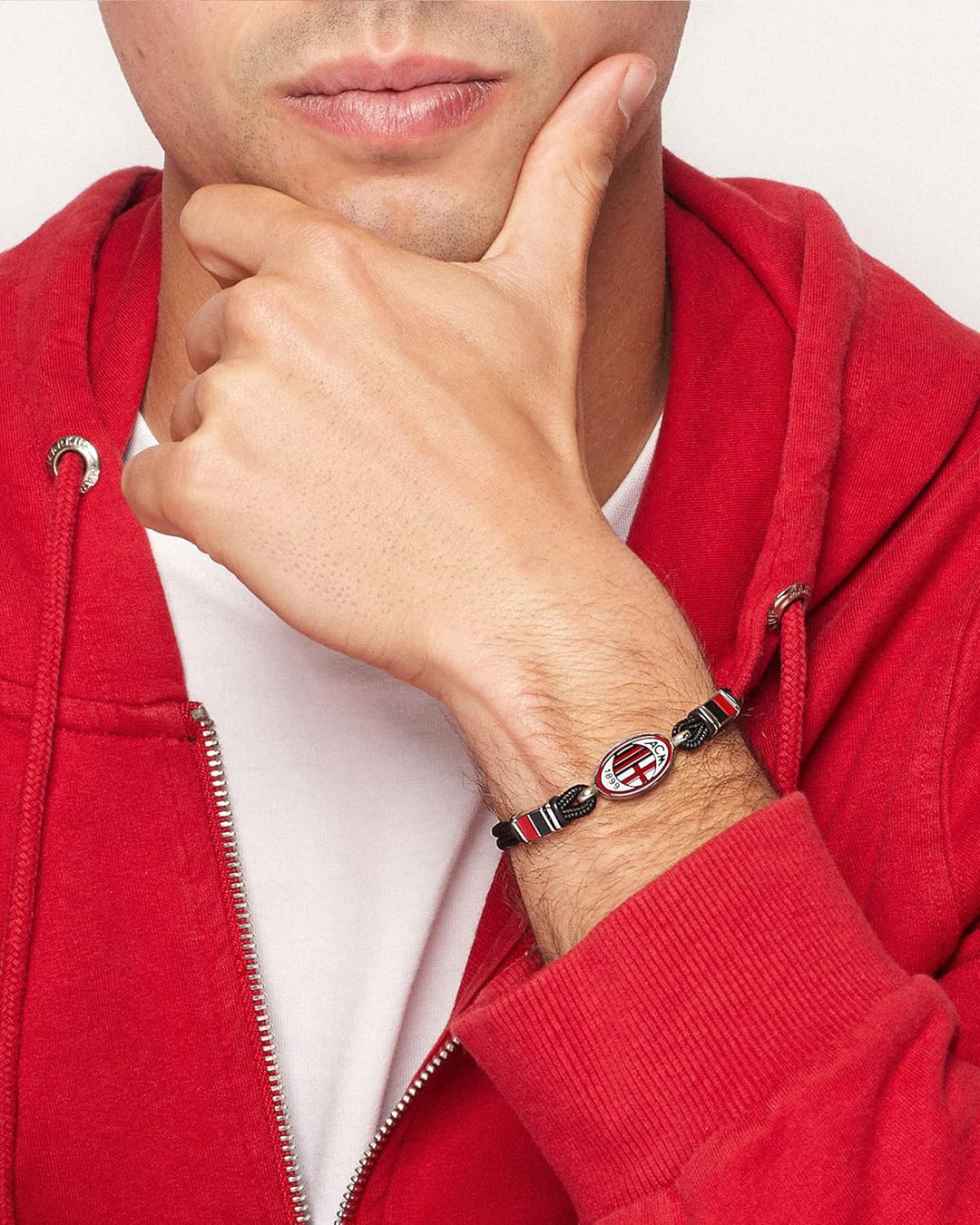 AC Milan Armband aus Edelstahl 316L mit Emaille, Taglia Unica, Edelstahl, Keine
