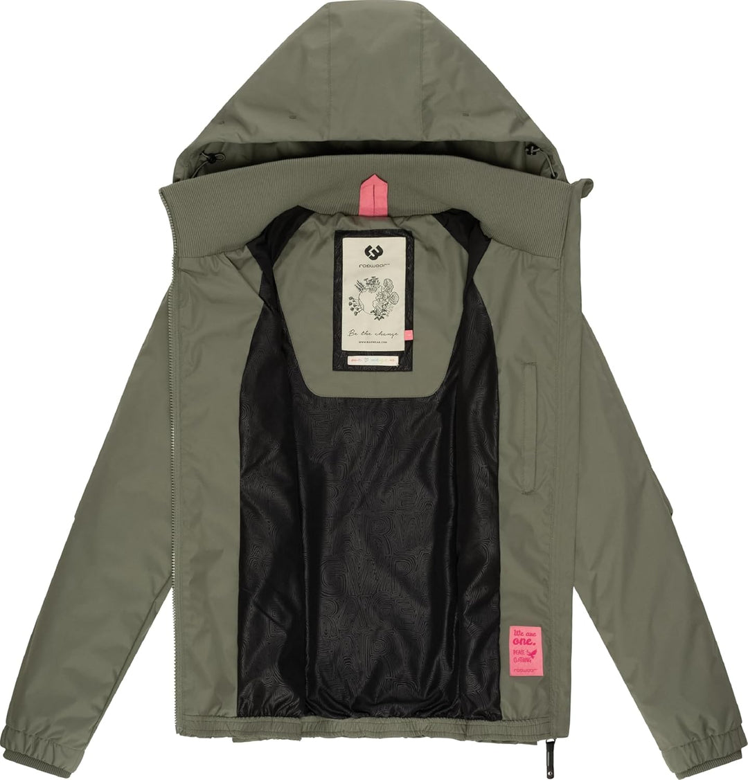 Ragwear Damen wasserdichte Übergangsjacke leichte Jacke kurz mit Kapuze Dizzie Intl XS-6XL S Olive02