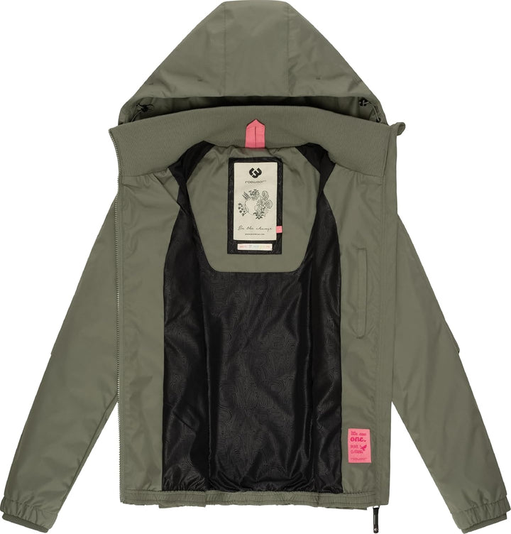Ragwear Damen wasserdichte Übergangsjacke leichte Jacke kurz mit Kapuze Dizzie Intl XS-6XL S Olive02