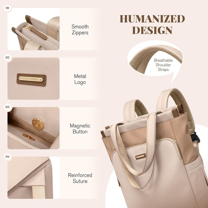 GOLF SUPAGS Convertible Laptop-Rucksack für Frauen Casual Daypack Notebook Tote Bag für Arbeit Hochs