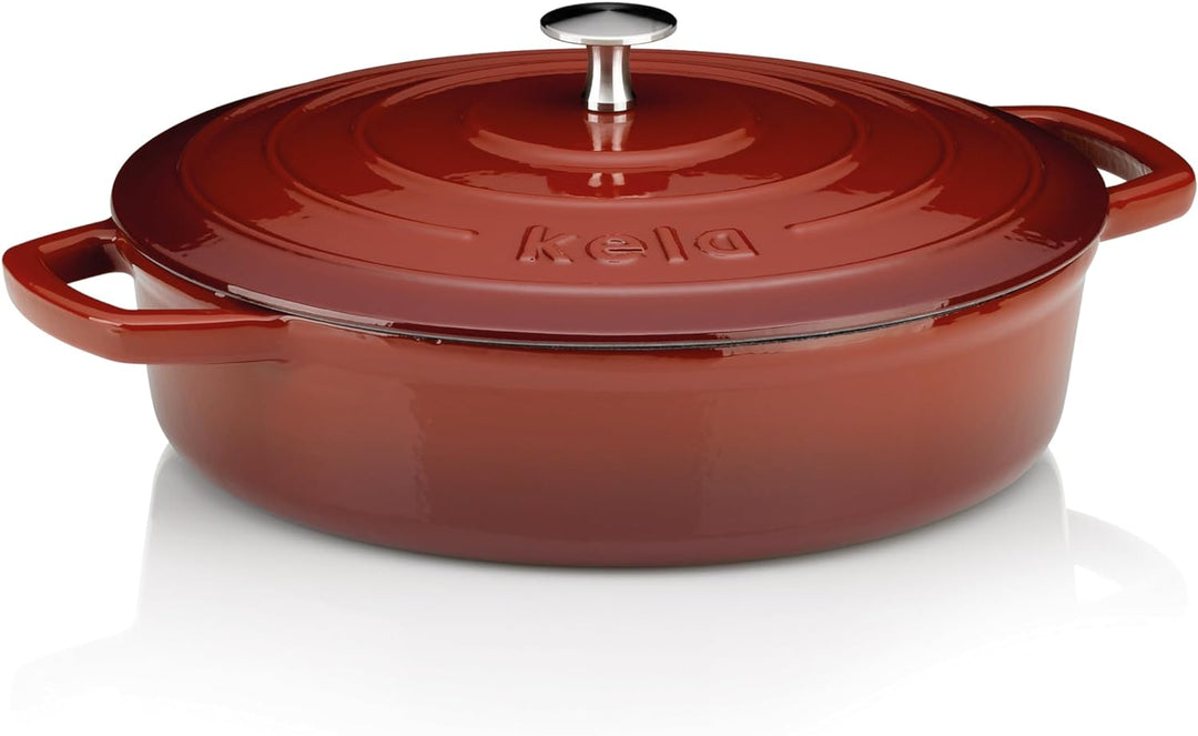 kela Bräter Calido, Ø 28 cm, 3,2 L, Gusseisen, rot, rund, Allherdboden, emailliert, hitzebeständig b