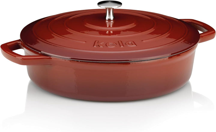 kela Bräter Calido, Ø 28 cm, 3,2 L, Gusseisen, rot, rund, Allherdboden, emailliert, hitzebeständig b