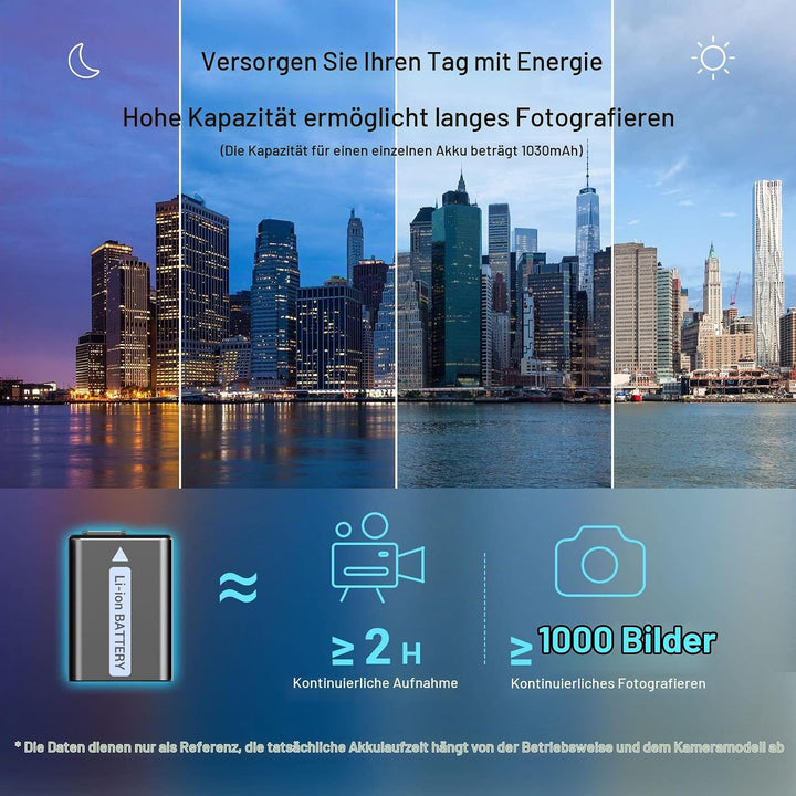 SMALLRIG NP-FW50 Ersatzbatterien (2 Stück) &amp; LCD Display Ladegerät Set, Wiederaufladbarer Akku für S