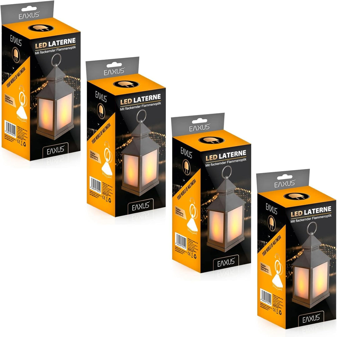 Eaxus® 4er Set LED Laterne für Draussen - Notfallleuchte Blackout. Windlicht mit Flammeneffekt Kerze