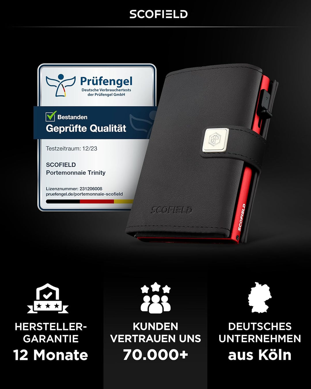 SF SCOFIELD Geldbörse Herren mit Münzfach | Portmonee Herren Klein 9-11 Karten | Geldbeutel RFID Sch