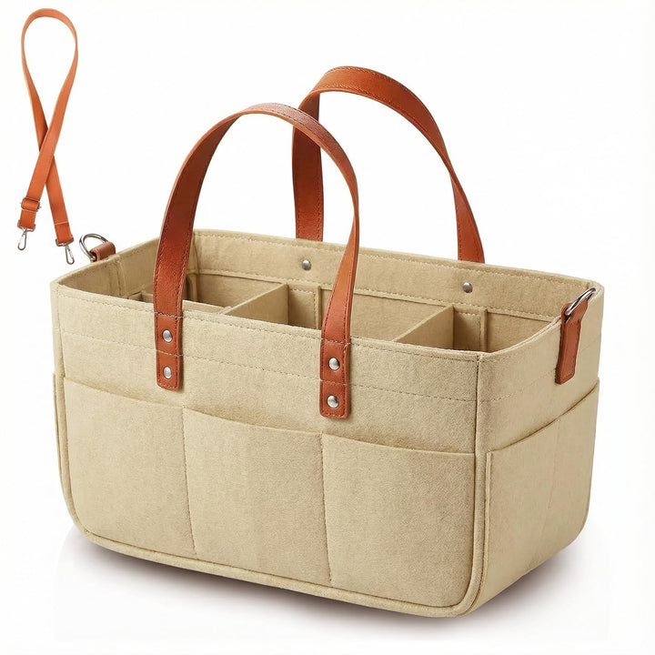 30L Filztasche Einkaufstasche mit Fächern, Filztasche Einkaufskorb Shopper für Outdoor Trips, Pickni