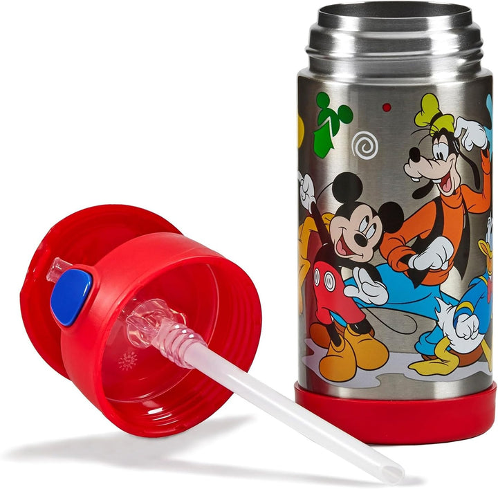 THERMOS kids FUNTAINER STRAW BOTTLE DISNEY 0,35 l, Mickey, Thermoflasche Kinder aus Edelstahl mit Tr
