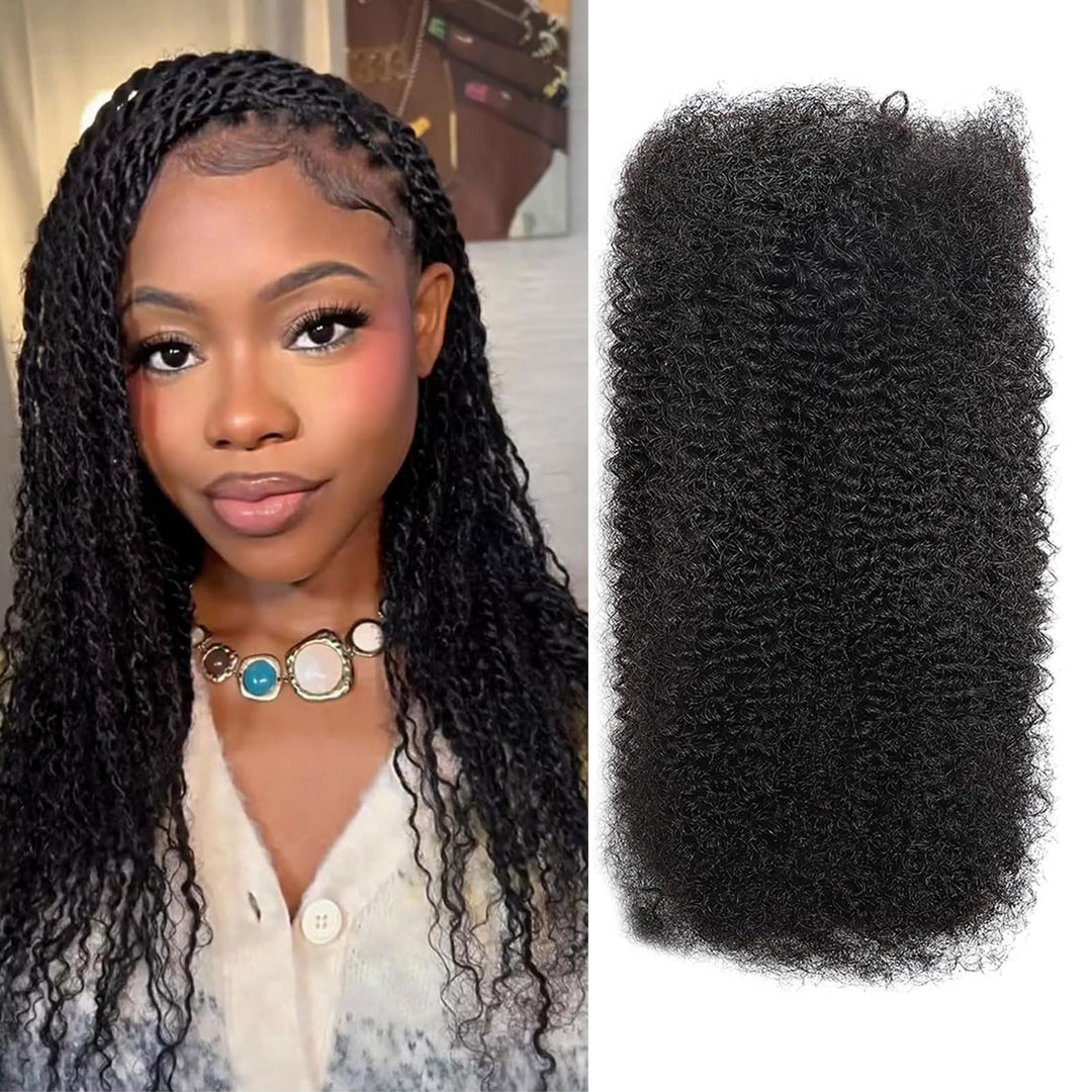 Huarisi Afro Kinky Bulk Human Hair Extensions Schwarz für Dreadlocks Mini Twist Braids Sister Locs u