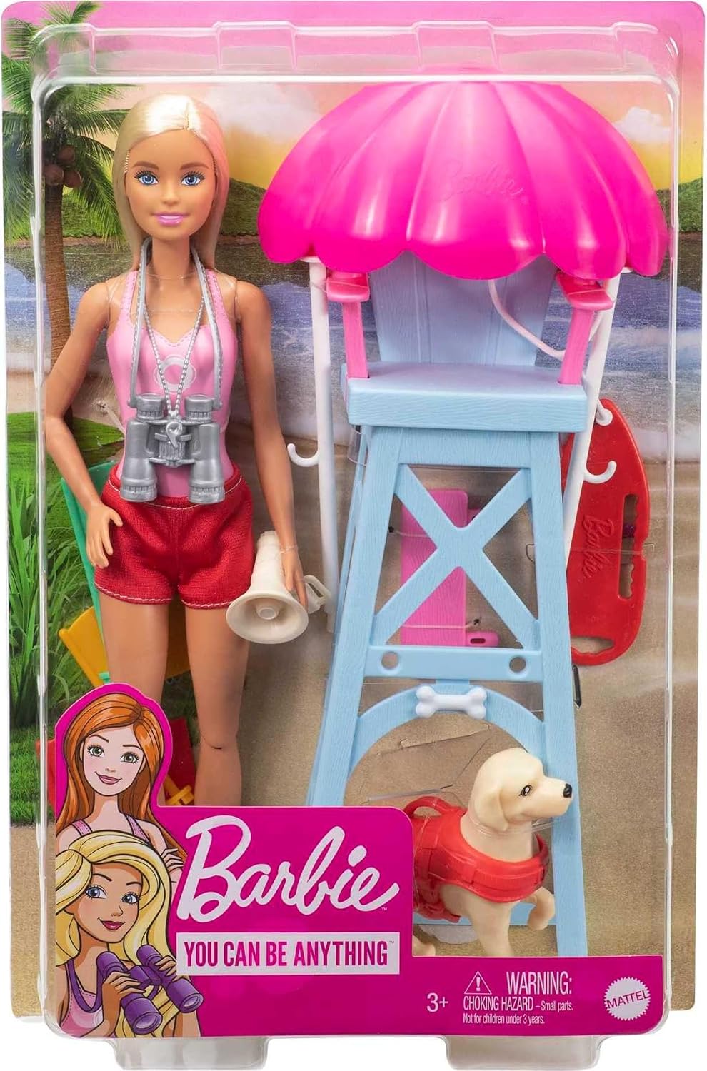 Barbie GTX69 - Rettungsschwimmerin-Spielset mit blonder Puppe und Zubehör, tolles Geschenk für Kinde