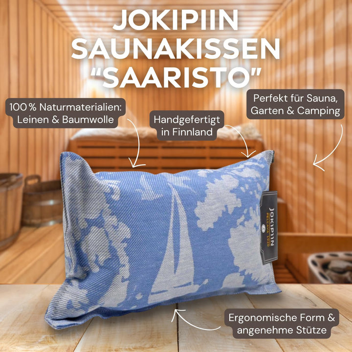 Jokipiin Premium Saunakissen 40 x 22 cm | 100% Made in Finland | ReisekissenLeinen Baumwolle