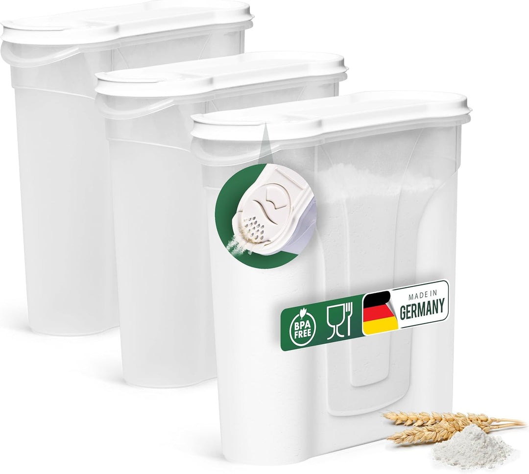 Novaliv Schüttdosen 3er Set Vorratsdose zum Streuen 2,4 Liter - Masse (LxBxH): 22 x 21 x 8,5 cm - Do