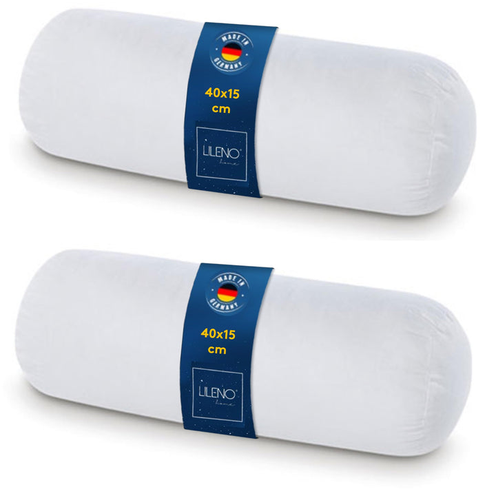 LILENO HOME Microfaser Nackenrolle 15x40 cm [2er Set] bis 95 Grad waschbar mit Reissverschluss - Kop