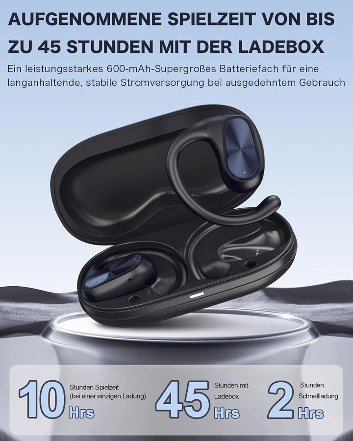 Open-Ear Kopfhörer Bluetooth 5.4 – Kabellos mit verstellbarem Ohrhaken, fester Halt & Ultra-Komfort,
