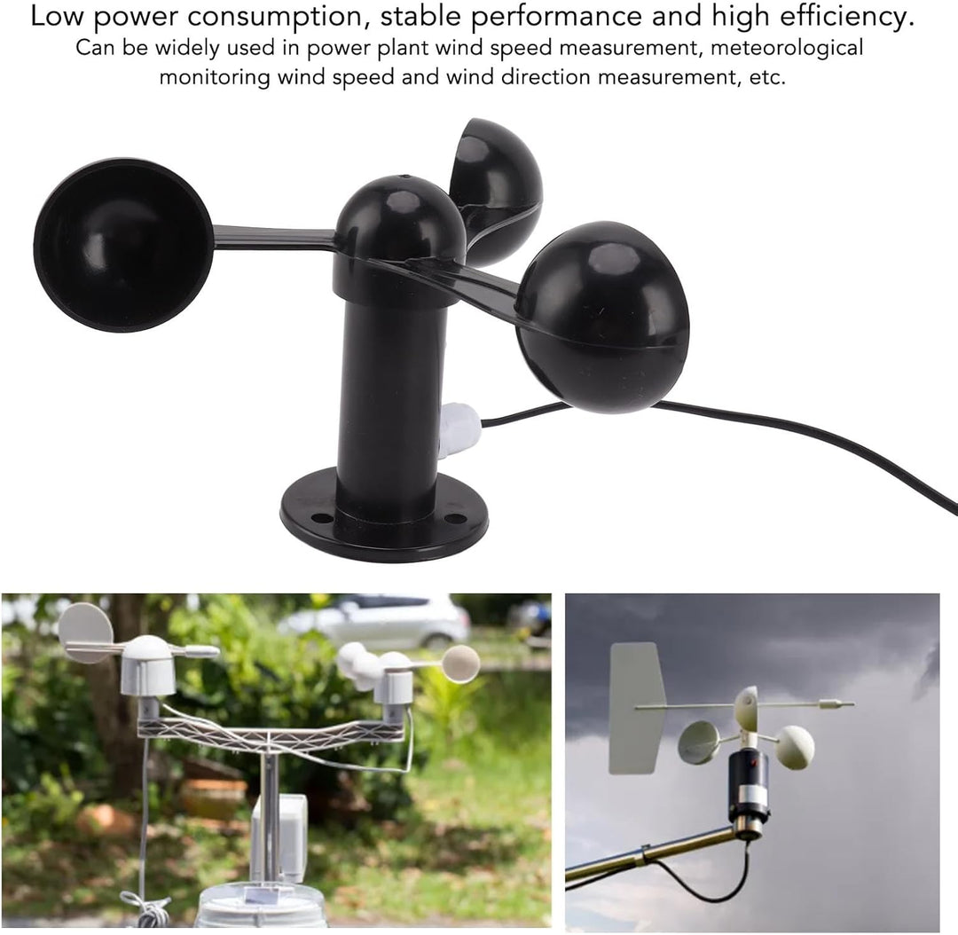 Qcwwy 3-Tassen-Windsensor-ABS-Windgeschwindigkeitsdetektor mit 8 M Wasserdichtem Kabel, Störungsfrei
