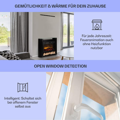 Klarstein Elektrokamin, Elektro Heizungen für Wohnzimmer & Innenräume, Elektrischer Kamin mit LED Fl