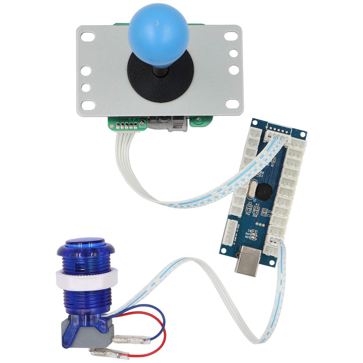 SJ@JX Arcade Game Stick DIY Kit Buttons with Logo LED 8 Way Joystick USB Encoder Cable Controller fo