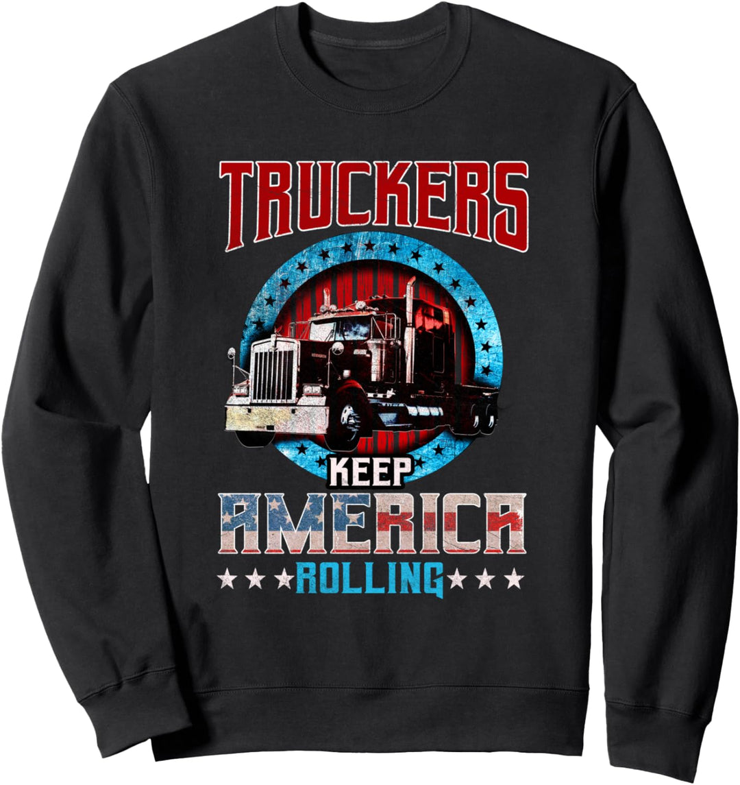 Trucker Geschenke Traktor Anhänger 18 Wheeler America Rollin Sweatshirt