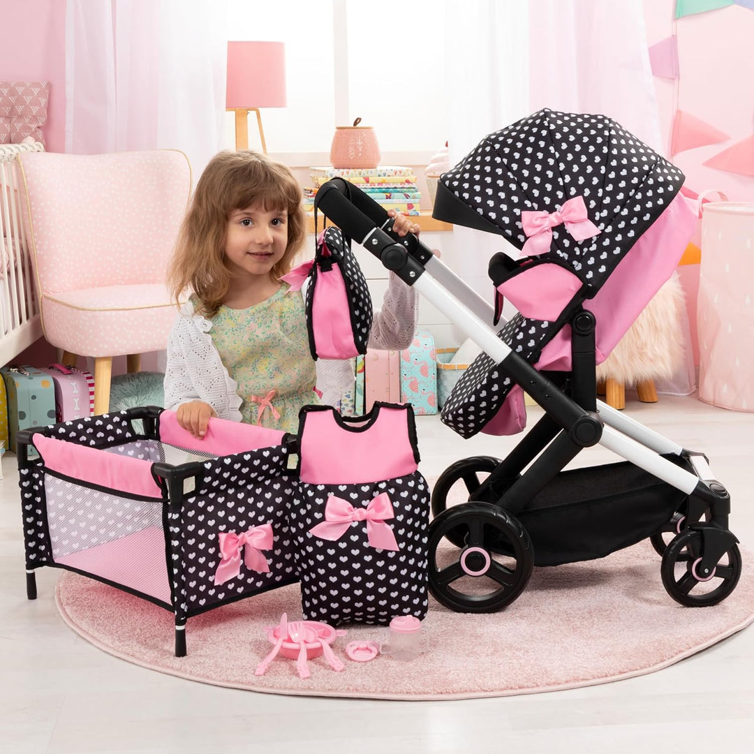 Bayer Design 17060AB Puppenwagen Xeo, Verstellbarer Griff, Schwenkschieber, wandelbar als Jogger, Sc