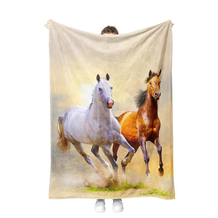 Pferd Kuscheldecke Flanell Decke Fleecedecke Flauschig Weich und Warme,3D Pferd Wohndecke Sofadecke