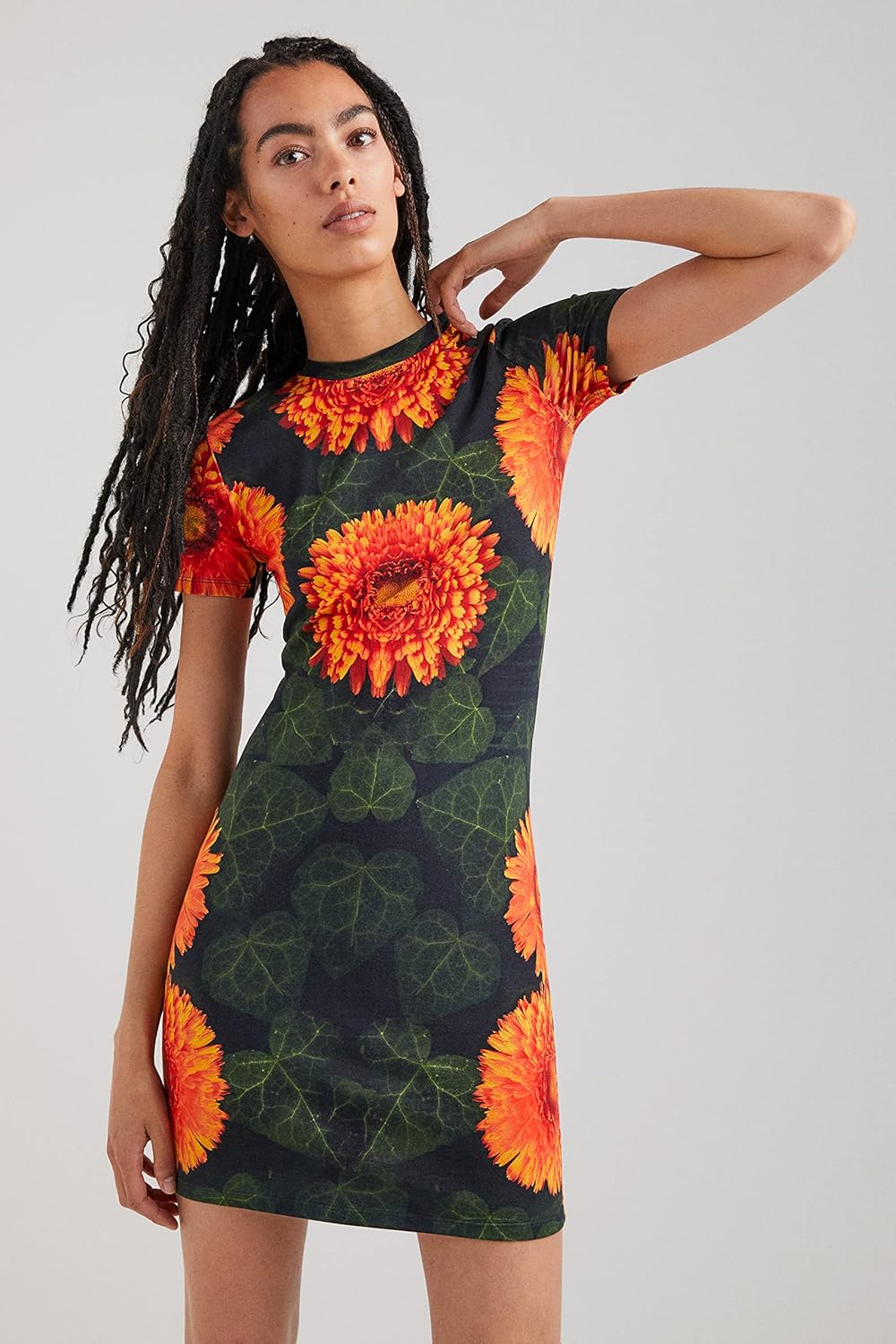 Desigual Damen Vest_alma L ssiges Kleid, Orange, XL EU