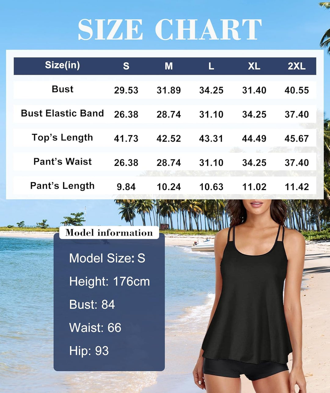 wihnsinop Tankini Damen Bauchweg Bademode Set Damen Freizeit Tankini Badeanzug Zweiteiler Tankinis S