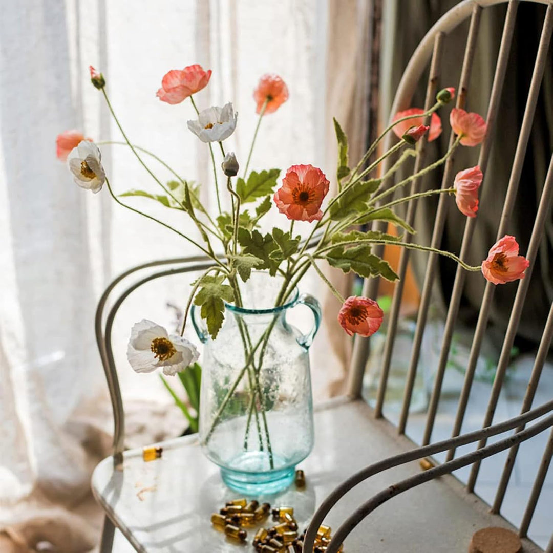 DUYONE Künstliche Blumen mit 6 Stielen, Mohnblumenstrauss, Seide, für Hochzeit, Zuhause, Party-Dekor