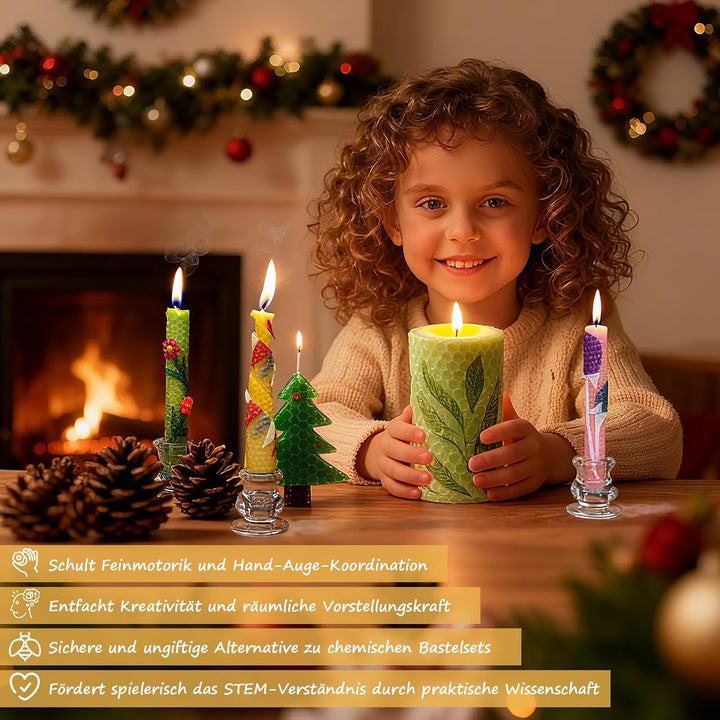 Jaztral Bienenwachsplatten mit Docht - 12 Farben Farbige Bienenwachskerzen Selber Machen Set (20 x 2