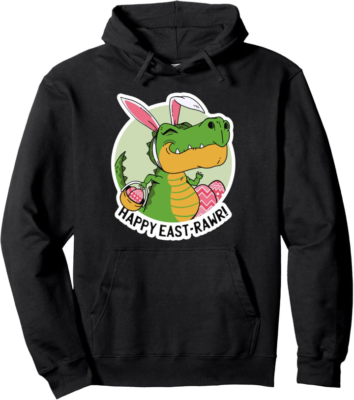 T Rex Dinosaur Easter Bunny Egg Happy East-rawr Kids Pullover Hoodie