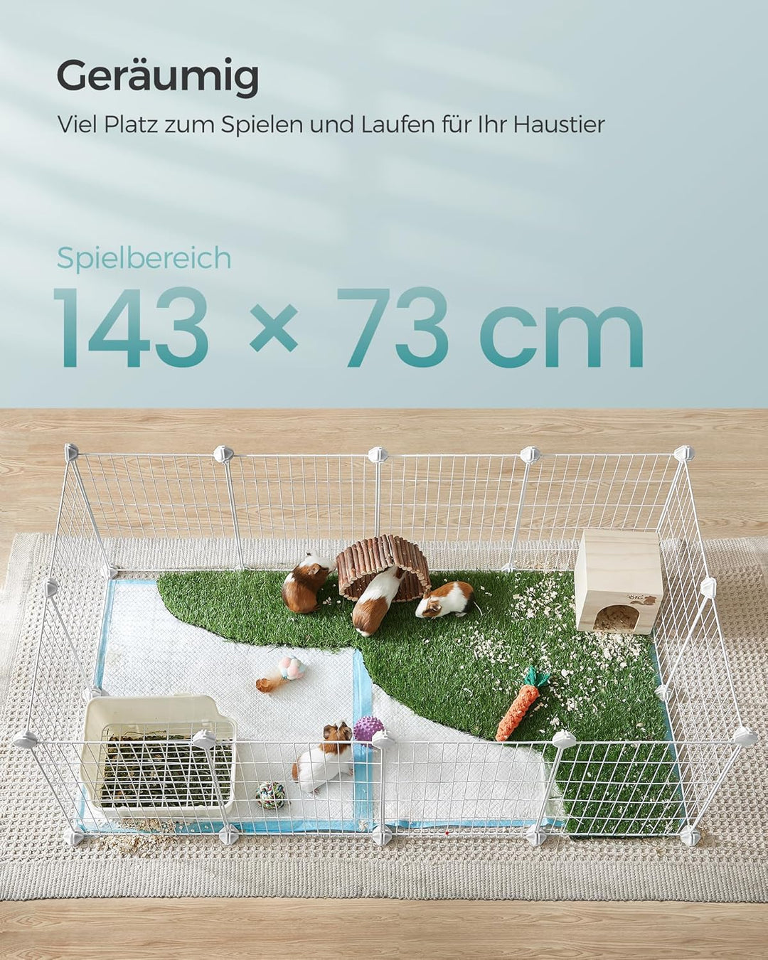 SONGMICS Freilauf, DIY-Kleintiergehege, KleintierkÄfig, Welpenauslauf, Kaninchen, Meerschweinchen, M