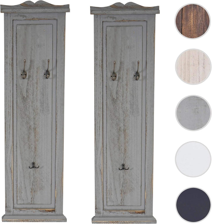 Mendler 2er-Set Garderobe T33, Wandgarderobe Garderobenpaneel, Wandhaken Holz 109x28x4cm - grau shab