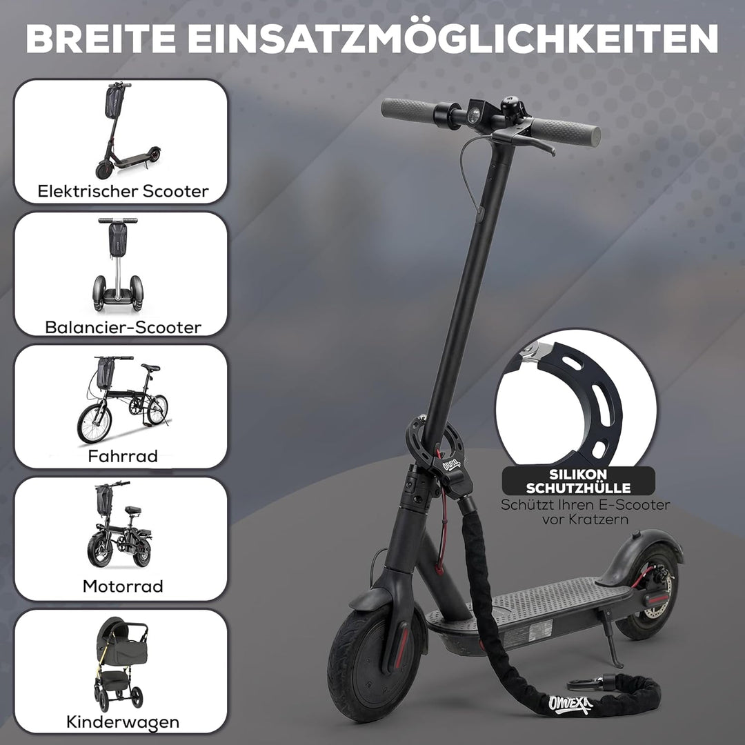 Handschellenschloss Stahl gehärtet – Diebstahlsicherung für E-Scooter, Fahrrad & Roller – kompakt, S
