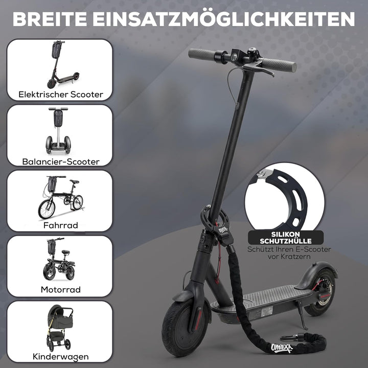 Handschellenschloss Stahl gehärtet – Diebstahlsicherung für E-Scooter, Fahrrad & Roller – kompakt, S