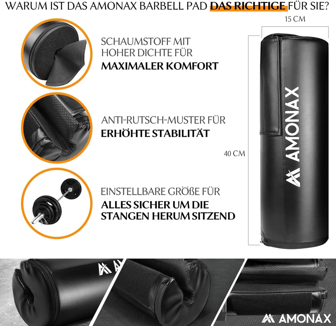 AMONAX Hip Thrust Langhantel Polster, Extra Dicke Barbell Pad, Strapazierfähiges Gym Zubehör, Fitnes