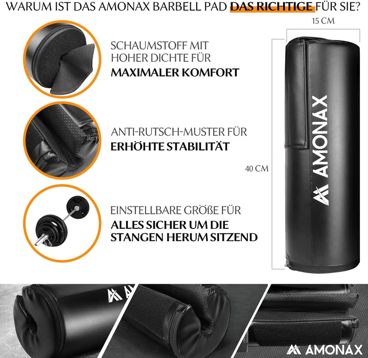 AMONAX Hip Thrust Langhantel Polster, Extra Dicke Barbell Pad, Strapazierfähiges Gym Zubehör, Fitnes