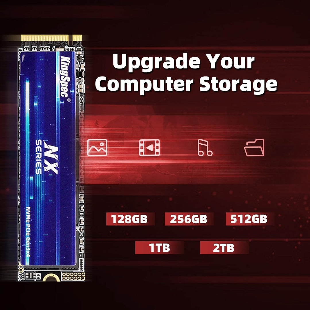 KingSpec SSD 512GB M.2 NVMe, PCIe Gen 3x4 Gaming Solid State Drive, Up to 3500MB/s Read, 3D NAND Fla