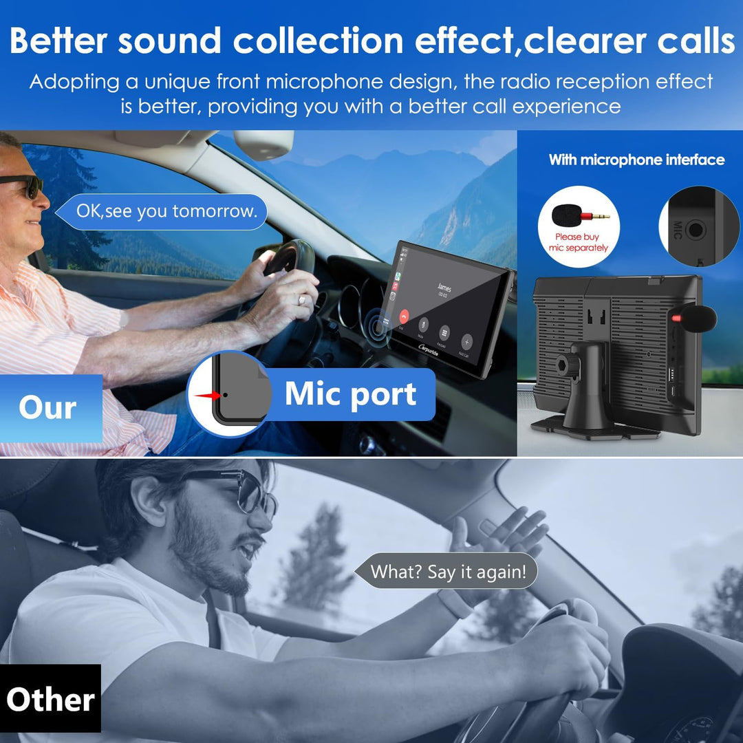 CARPURIDE C98 Kabelgebundenes/Kabelloses Carplay & Android Auto Tragbares Autoradio, 9-Zoll-HD-Touch