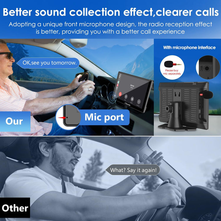 CARPURIDE C98 Kabelgebundenes/Kabelloses Carplay & Android Auto Tragbares Autoradio, 9-Zoll-HD-Touch