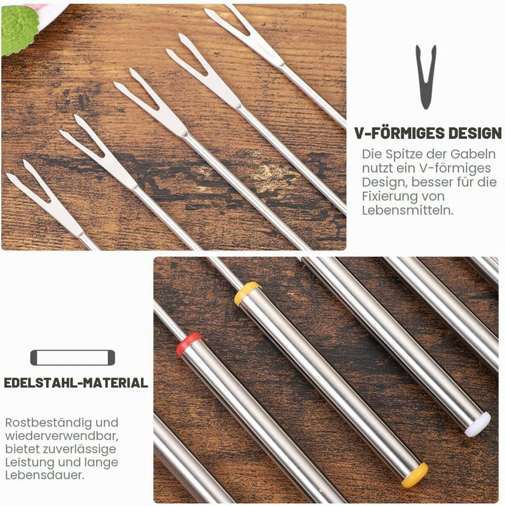 OUNONA 12 Stück 24 cm Fondue Gabeln aus rostfreiem Edelstahl mit Hitzebeständigem Griff für Schokola