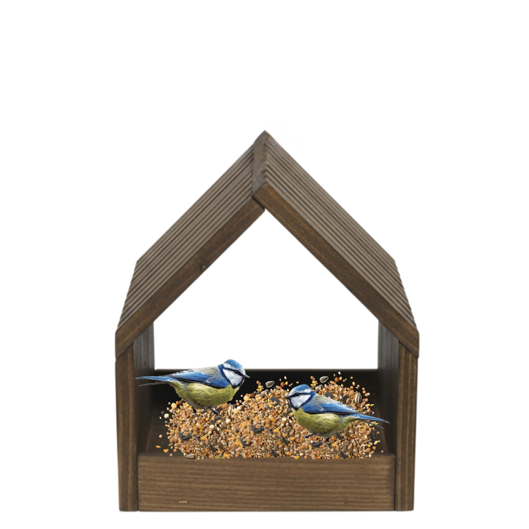 Vogelhaus mit Ständer aus FSC® Holz, Vogelkäfig mit Dach, Wetterfestes Vogelfutterhaus für Garten &amp;
