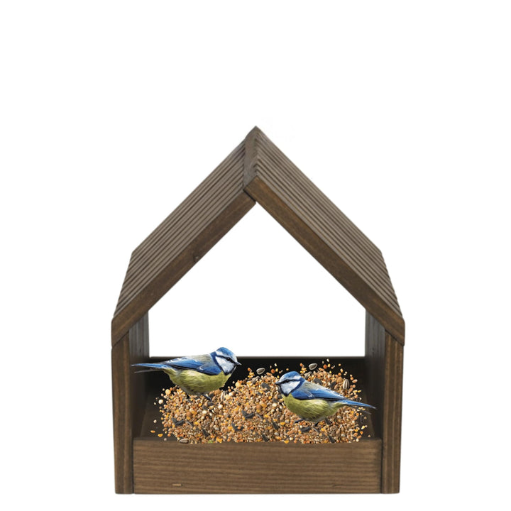 Vogelhaus mit Ständer aus FSC® Holz, Vogelkäfig mit Dach, Wetterfestes Vogelfutterhaus für Garten &amp;