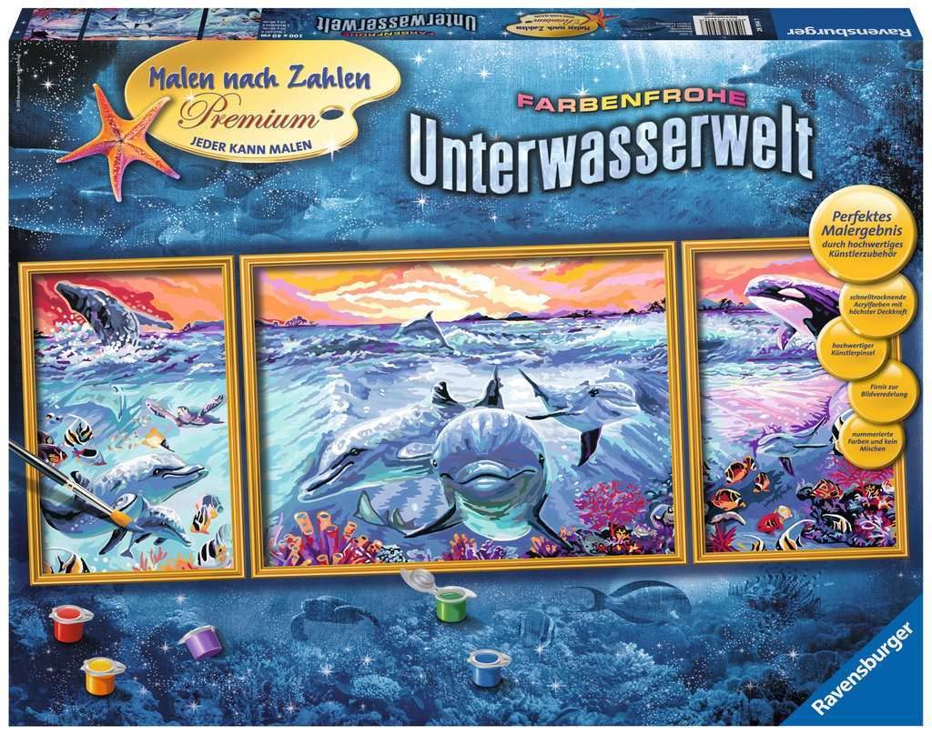 Ravensburger Malen nach Zahlen 28954 - Farbenfrohe Unterwasserwelt - Für Erwachsene und Kinder ab 14