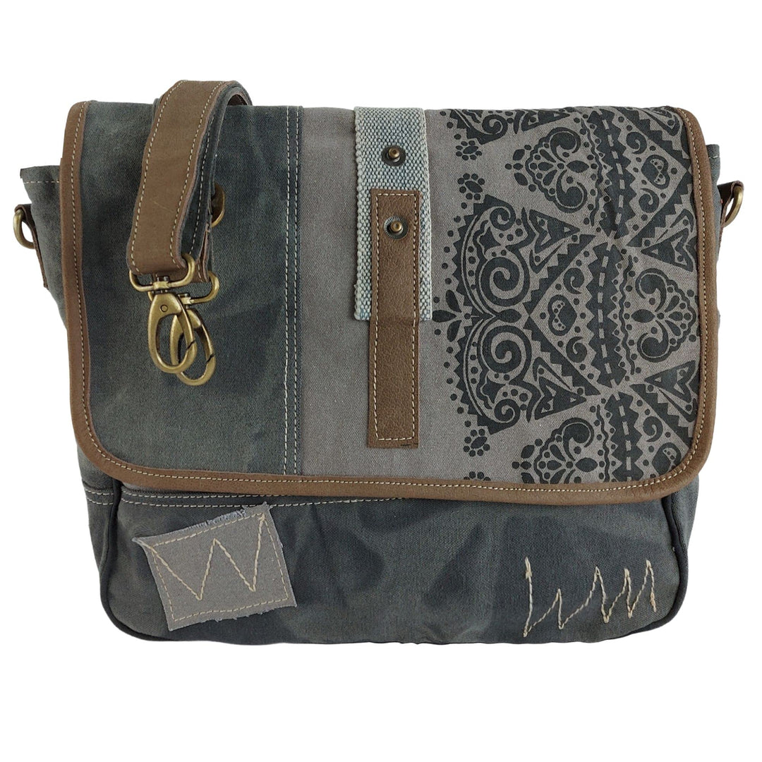 Sunsa Damen Umhängetasche/Messenger Tasche aus grauem Canvas. Grosse Crossbody Bag Geschenkideen für