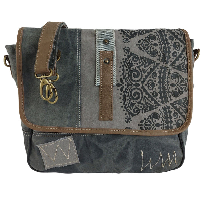 Sunsa Damen Umhängetasche/Messenger Tasche aus grauem Canvas. Grosse Crossbody Bag Geschenkideen für
