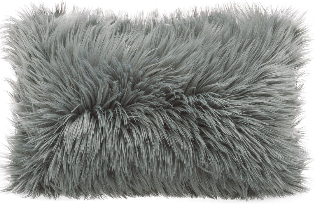 CelinaTex Cuddly Dekokissen 40 x 60 cm grau Langhaar Zierkissen dekoratives Fellimitat Nicki Sofakis