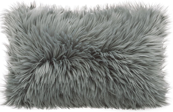 CelinaTex Cuddly Dekokissen 40 x 60 cm grau Langhaar Zierkissen dekoratives Fellimitat Nicki Sofakis
